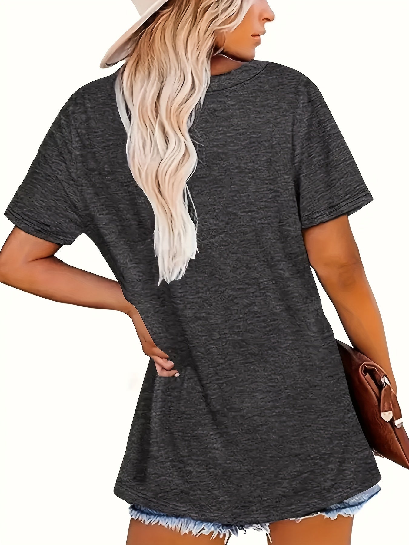 [Science Tee] Dark Grey Women's Science Print T-Shirt | Short Sleeve Crew Neck Casual Top | Machine Washable Summer & Spring Apparel, Science Shirt, Casual Attire, Playful Graphic Tee, Relaxed Fit Shirt - "Science Like Magic But Real" Atomic Graphic