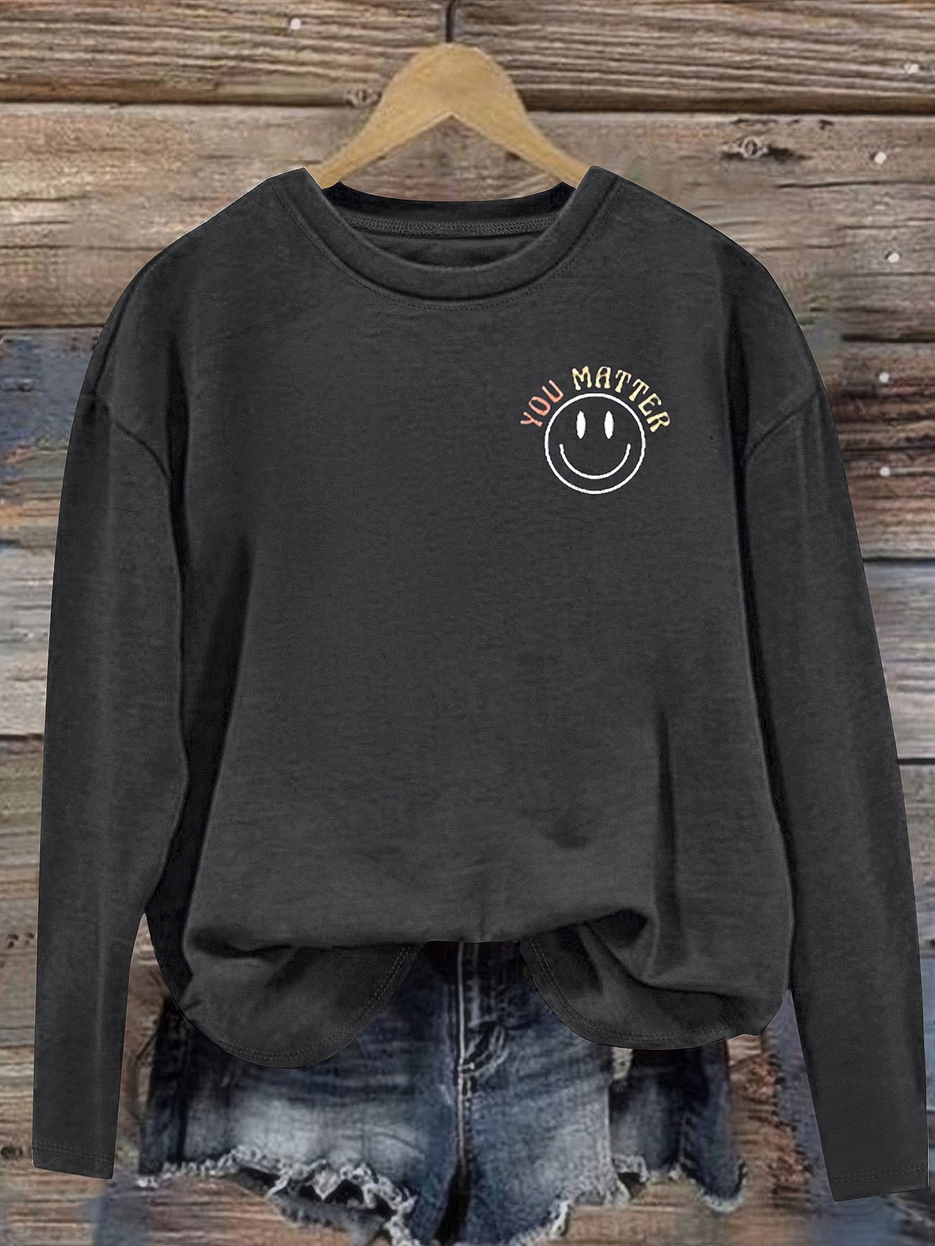 Women'S "To The Person Behind Me You Matter" Inspirational Quote Long Sleeve T-Shirt - Casual Crew Neck, Soft Polyester Blend, Perfect for Casual Attire, Motivational Clothing | Inspirational Print | Comfortable Fit