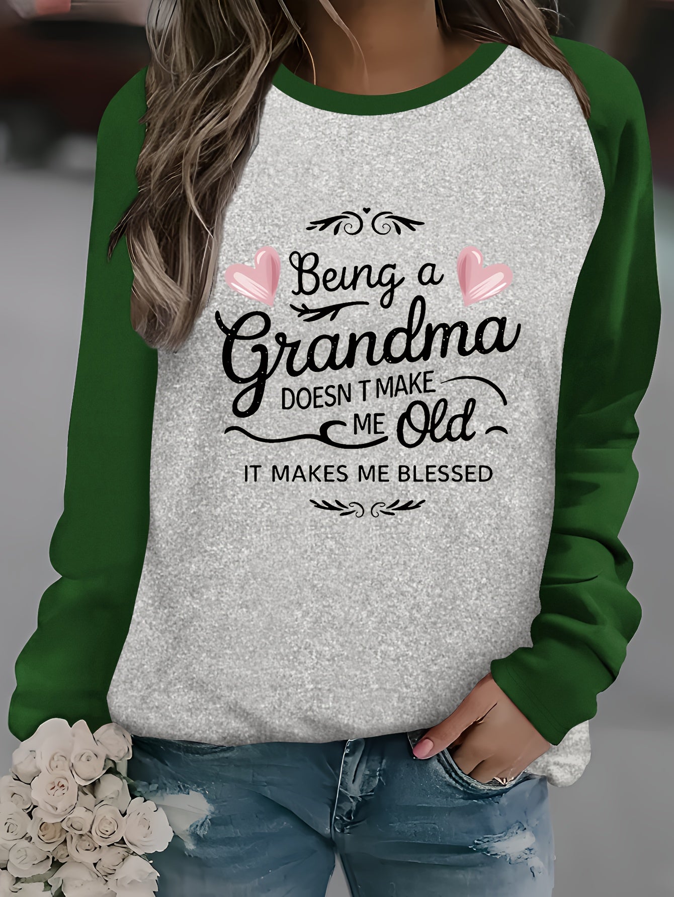 Patterned Raglan Sleeve Long-Sleeve T-Shirt for Autumn And Winter