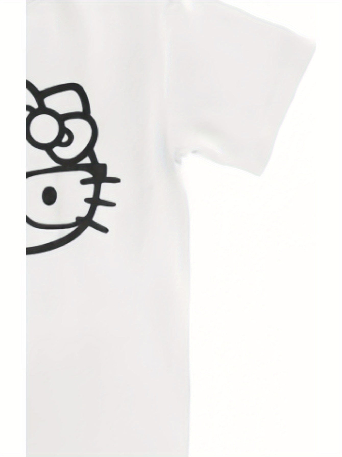 [Sanrio Hello Kitty T-Shirt] Sanrio Hello Kitty Cartoon Graphic T-Shirt | Short Sleeve Crew Neck, Black with White Design | Casual Spring/Summer Top, Everyday Tshirt | Playful Design | Quality Fabric Shirt for Women & Men