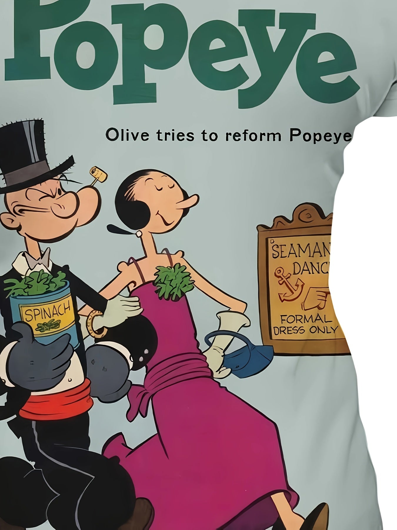 Women's Elegant Casual Round Neck T-Shirt - Vibrant Blue Popeye Graphic Print, Soft Breathable Fabric, Machine Washable, All-Season Comfort Fit, Ladies T Shirts, Pop Culture Apparel, Retro Style Shirt, Classic Fit Tee