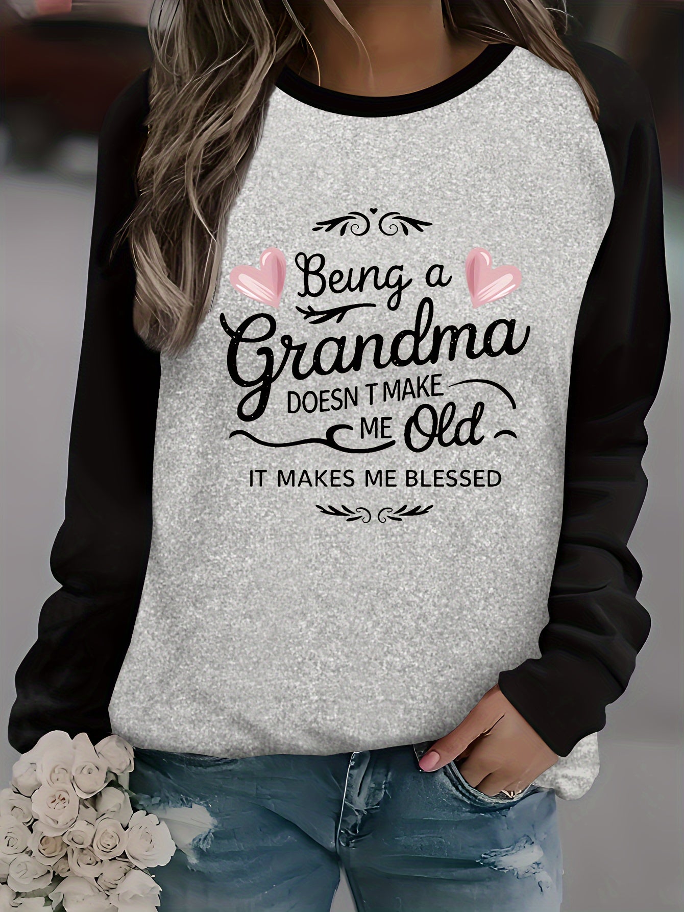 Patterned Raglan Sleeve Long-Sleeve T-Shirt for Autumn And Winter