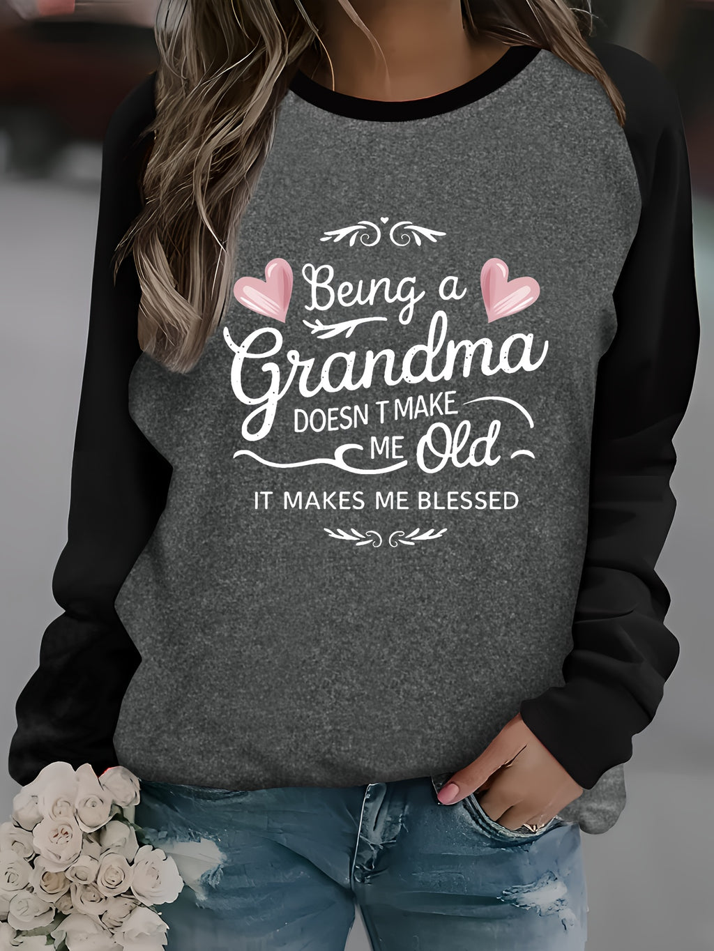 Patterned Raglan Sleeve Long-Sleeve T-Shirt for Autumn And Winter