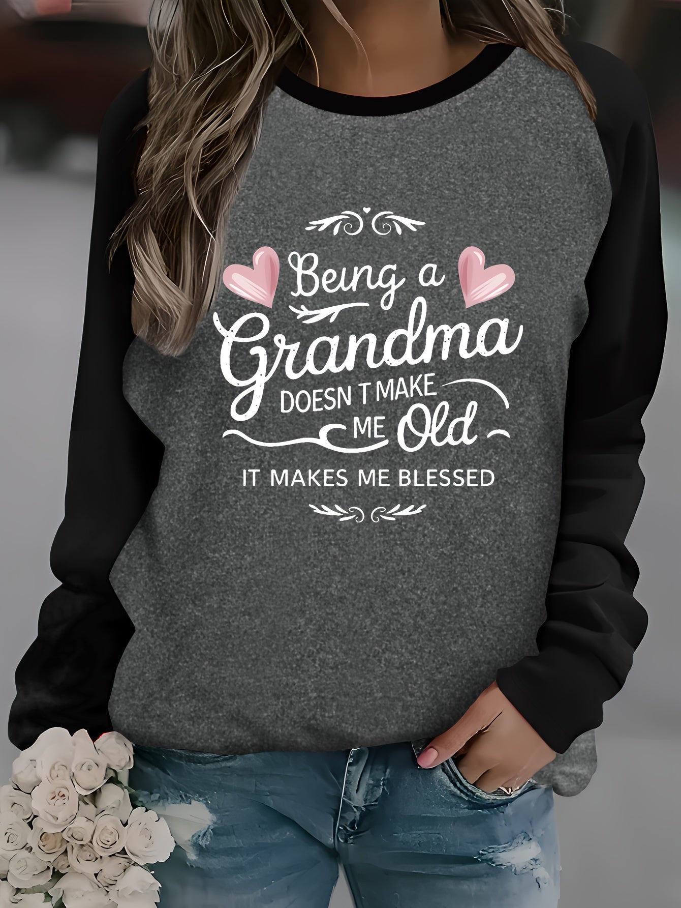 Patterned Raglan Sleeve Long-Sleeve T-Shirt for Autumn And Winter