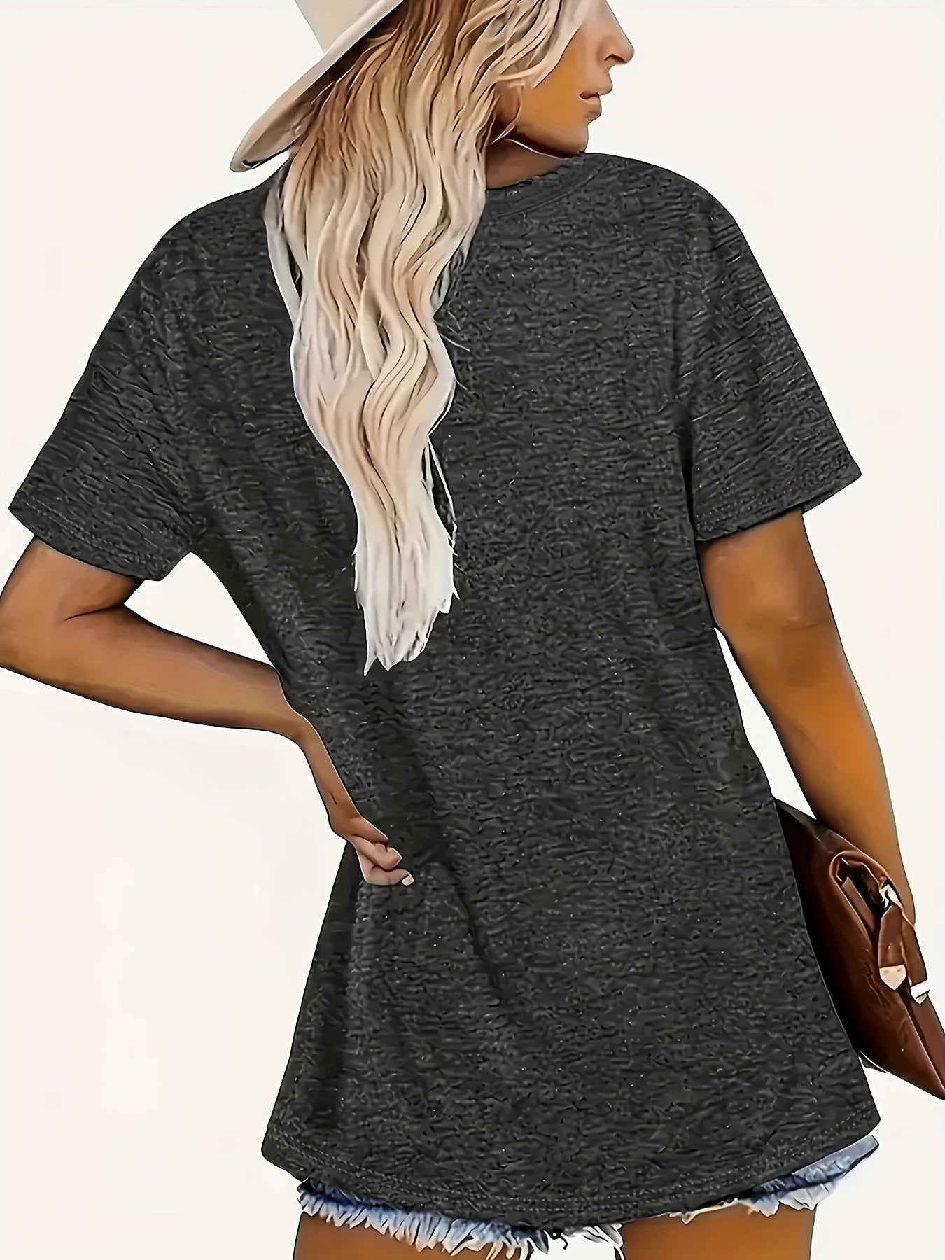 Plus Size Women's Casual Short Sleeve T-Shirt - Heather Gray Autumn Tree Print with "Fall Is My Favorite Color" Quote, Round Neck, Medium Stretch, Machine Washable for Spring Summer Fall, Seasonal Fashion, Quote Graphic Tee, Mediumstretch Fabric
