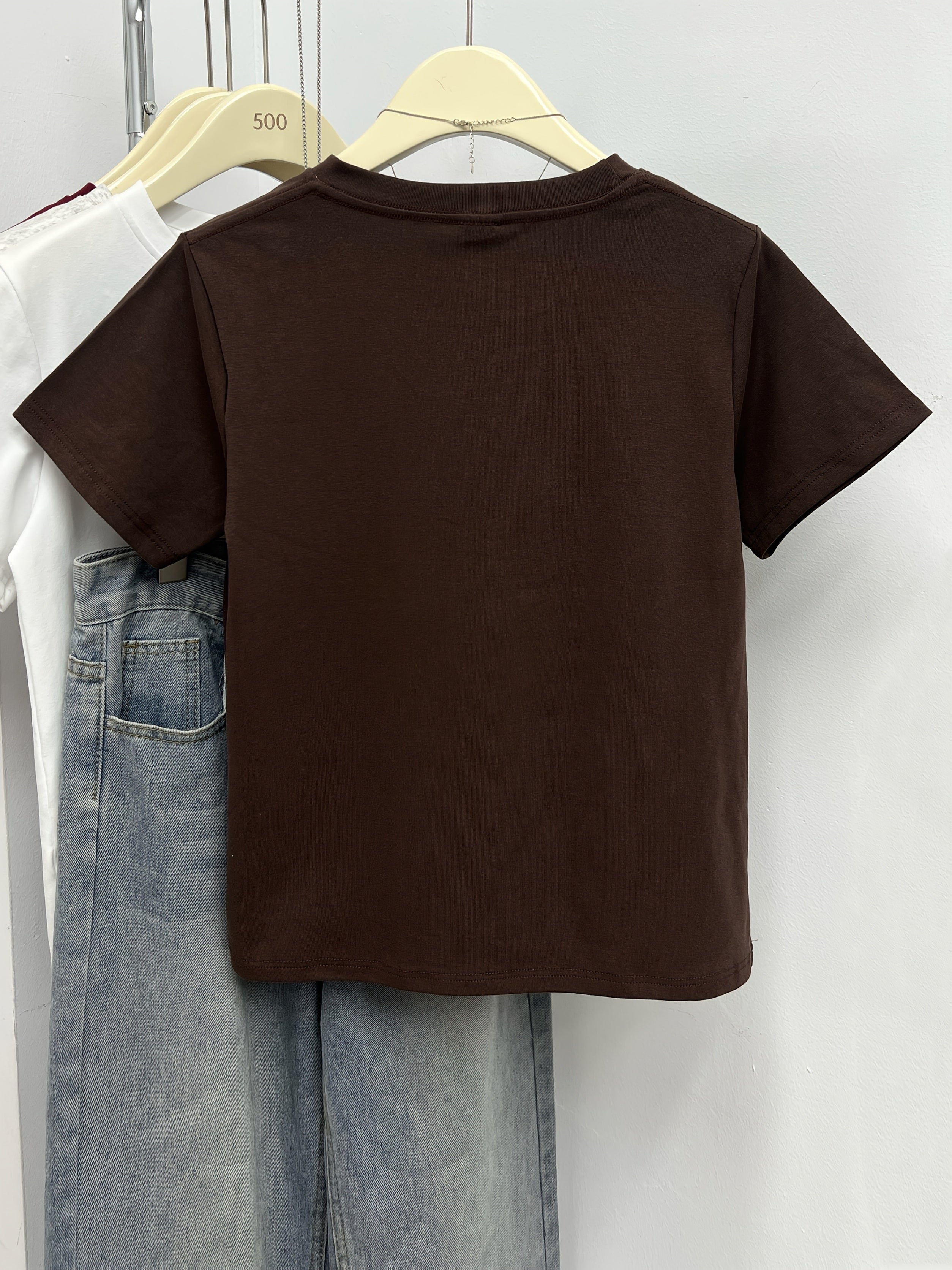 Women'S Slim Fit Short Sleeve T-Shirt - 2025 New Arrival, Stylish Golden Cross Print, Round Neck, Casual Summer Top, Casual Wear | Trendy Women'S Tee | Glossy Fabri